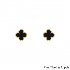 Van Cleef & Arpels Yellow Gold Onyx Sweet Alhambra Earrings VCARA44900